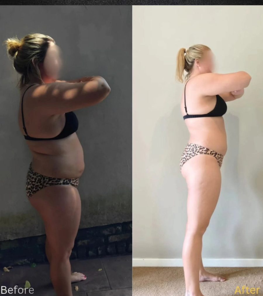 Client before and after: 7.2 kg lost in 5 weeks